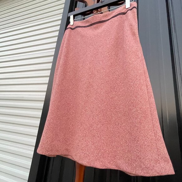 Women's Ann Taylor Size 8 Lined Pink/Burgundy Tweed Pleated A-Line Skirt - Picture 11 of 15
